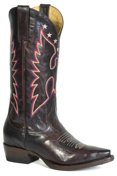 Botas de piel Stetson Reagan para mujer con punta recortada, hechas a mano, color chocolate