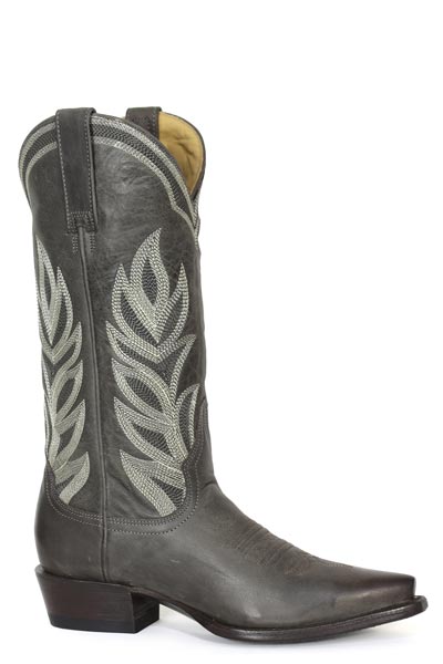 Botas de piel para mujer Calista de Stetson con punta recortada, hechas a mano, color gris