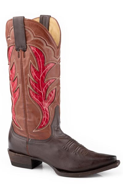 Botas de piel Erin de Stetson para mujer con punta recortada, hechas a mano en marrón