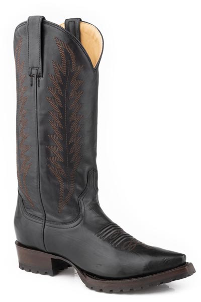 Botas de piel Stetson Frankie para mujer, con punta recortada, hechas a mano, color negro