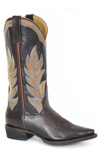 Botas de piel para mujer Calista de Stetson con punta recortada, hechas a mano en marrón