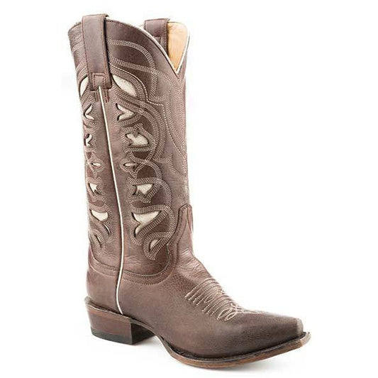 Women's Stetson Demi Leather Boots Handcrafted Brown - yeehawcowboy