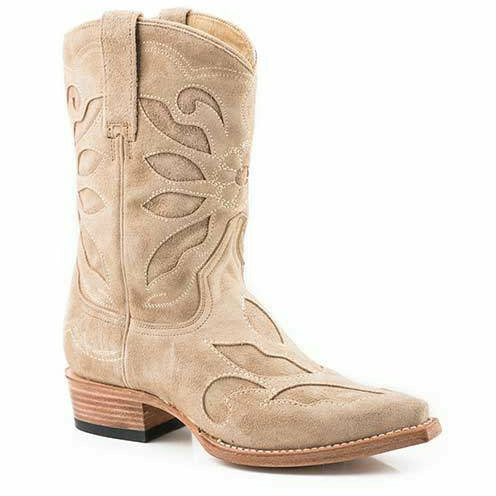 Women's Stetson Nova Suede Boots Handcrafted Tan - yeehawcowboy