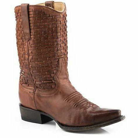 Women's Stetson Coco Leather Boots Handcrafted Cognac - yeehawcowboy