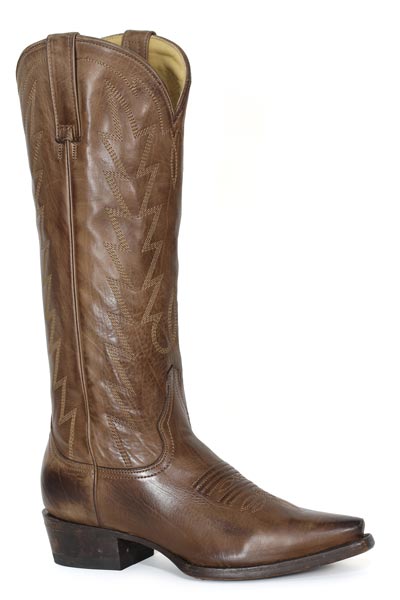 Botas de piel Stetson Dove para mujer, puntera recortada, hechas a mano, color marrón