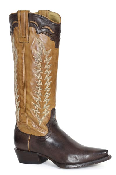 Botas de piel para mujer Stetson Trinity con punta recortada, hechas a mano en marrón