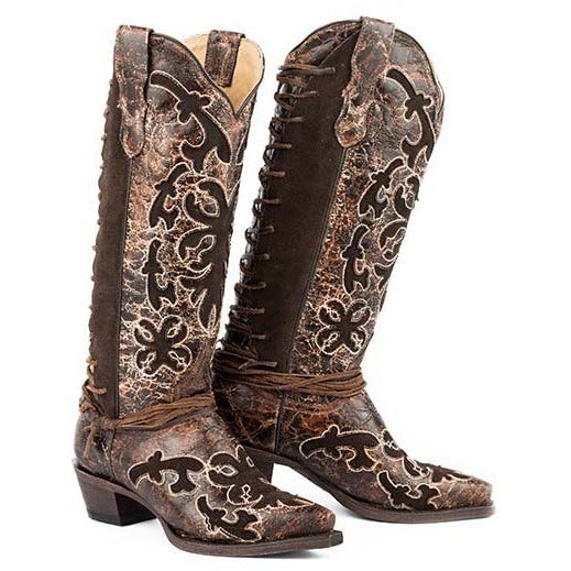 Women's Stetson Ande Boots Snip Toe Handcrafted Brown - yeehawcowboy