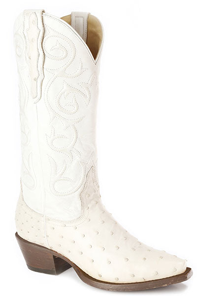 Women's Stetson Callie Ostrich Boots Handcrafted White