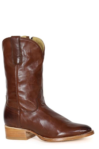 Botas de piel para mujer Stetson Sunday con punta redonda, hechas a mano, color coñac