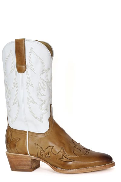 Botas de piel para mujer Stetson Jo con punta redonda, hechas a mano en marrón