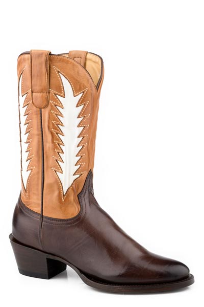 Botas de piel Stetson Cassidy para mujer con punta recortada, hechas a mano, en color chocolate