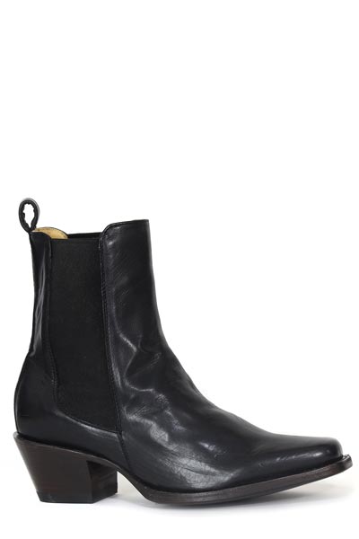 Botas de piel con punta de hocico de cerdo para mujer Cara de Stetson hechas a mano en color negro