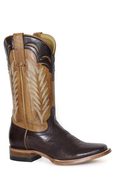 Botas de piel Stetson Trinity para mujer, punta cuadrada, hechas a mano, color chocolate