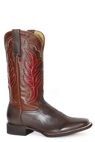 Botas de piel Stetson Erin para mujer, punta cuadrada, hechas a mano, color marrón