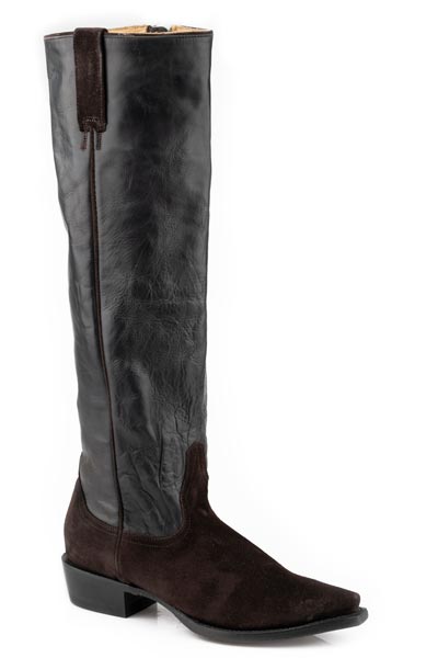 Botas de piel para mujer Stetson Tess con punta recortada, hechas a mano, color marrón