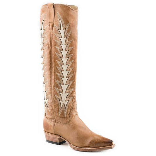 Women's Stetson Johnnie Leather Boots Handcrafted Gold - yeehawcowboy