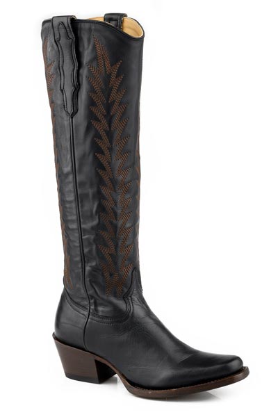 Botas de piel Sissy para mujer de Stetson con punta de hocico de cerdo, hechas a mano en color negro