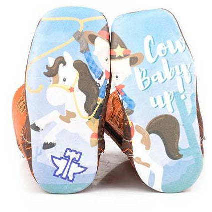 Baby Tin Haul Lil Horsepower Boots With Cowbaby Rider Sole Handcrafted Brown - yeehawcowboy