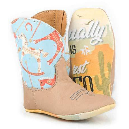 Baby Tin Haul Lil Toy Horse Boots With My First Rodeo Sole Handcrafted Tan - yeehawcowboy