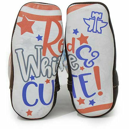 Baby Tin Haul American Mini Boots with Red, White & Cute Sole Handcrafted Brown - yeehawcowboy