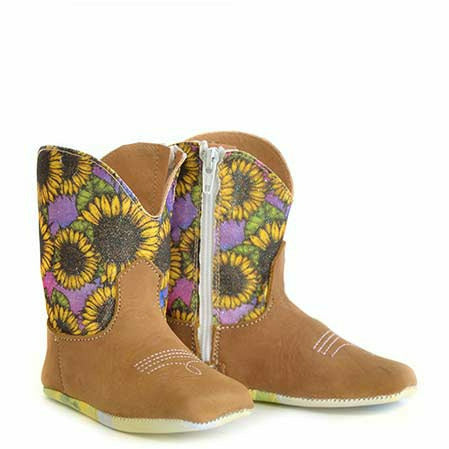 Baby Tin Haul Sunny Boots with Hello Sunshine Sole Handcrafted Brown - yeehawcowboy