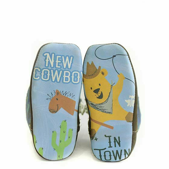 Baby Tin Haul Mini Rough Stock Boots with New Cowboy Sole Handcrafted Brown - yeehawcowboy