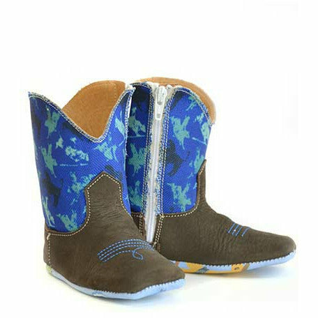 Baby Tin Haul Mini Rough Stock Boots with New Cowboy Sole Handcrafted Brown - yeehawcowboy