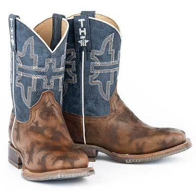 Kid's Tin Haul Rough Stock Boots Handcrafted Brown - yeehawcowboy