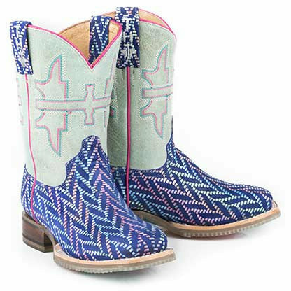 Kid's Tin Haul Mermazing Boots with Sea Princess Sole Handcrafted Blue - yeehawcowboy