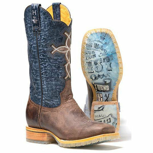 Men's Tin Haul Ichtusacross Boots with Strength Lug Sole Handcrafted Brown - yeehawcowboy