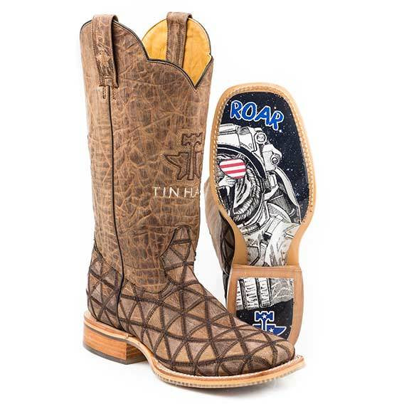 Men's Tin Haul Hanky Panky Boots With Roar Blastoff Sole Handcrafted Brown - yeehawcowboy