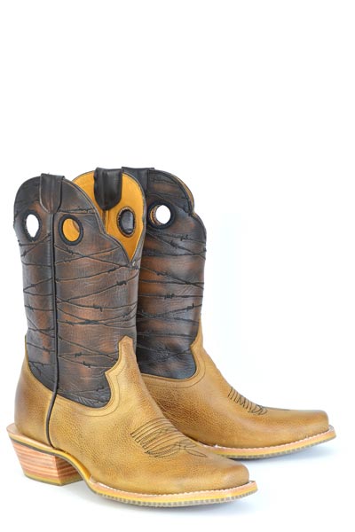 Men's Tin Haul Rough Stock Boots with Bullrider Sole Handcrafted Tan