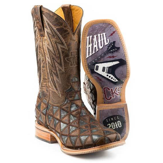 Men’s Tin Haul Rocker Boots With Guitar Sole Handcrafted Brown - yeehawcowboy