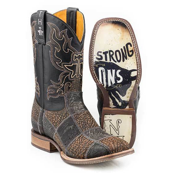 Men's Tin Haul No Bulls**T Bullhide Boots Handcrafted Black - yeehawcowboy