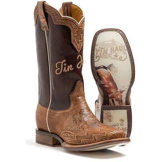 Men's Tin Haul Lightning Fast Boots with Bullrider Sole Handcrafted Tan - yeehawcowboy