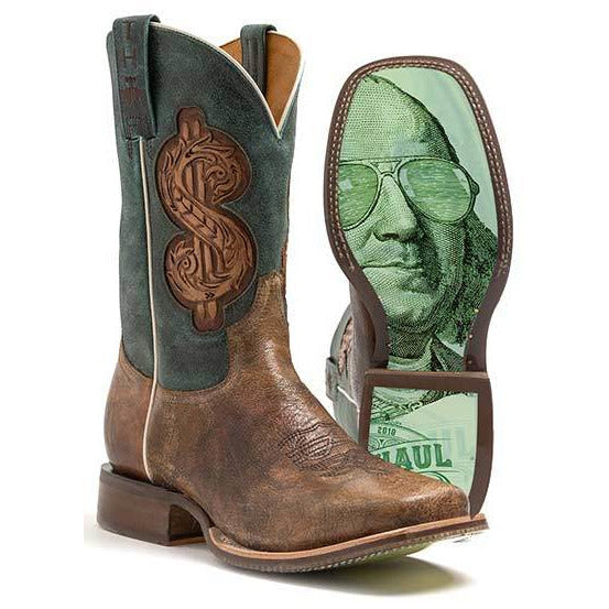 Men's Tin Haul Top Dollar Boots with Cool Benjamin Sole Handcrafted Brown - yeehawcowboy