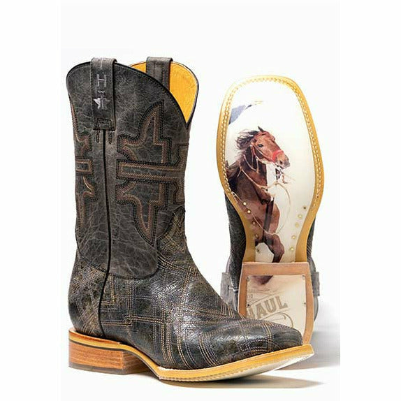 Men's Tin Haul Latidudes Boots Team Rodeo Sole Handcrafted Black - yeehawcowboy