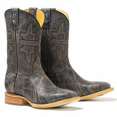 Men's Tin Haul Latidudes Boots Team Rodeo Sole Handcrafted Black - yeehawcowboy