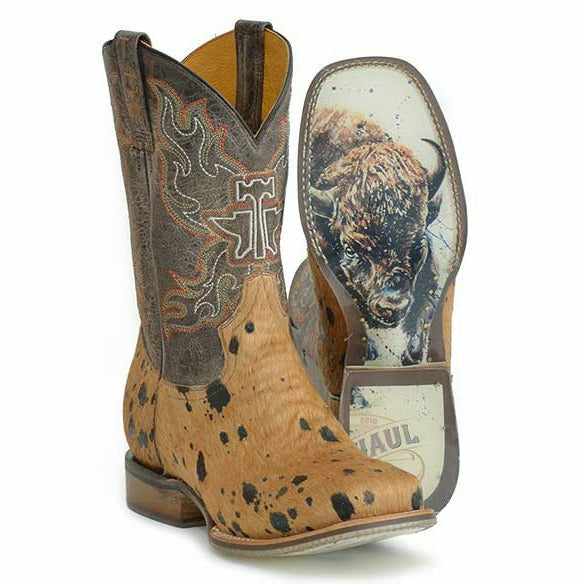 Men's Tin Haul Hairston Boots with Buffalo Sole Handcrafted Tan - yeehawcowboy