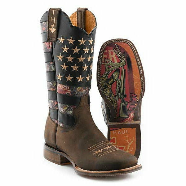 Men's Tin Haul Open Season Boots with Deer Hunter Sole Handcrafted Brown - yeehawcowboy