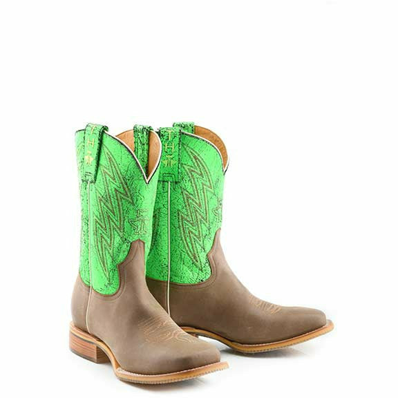 Men's Tin Haul Neon Bolt Boots with Yipee Ki Yay Sole Handcrafted Tan - yeehawcowboy