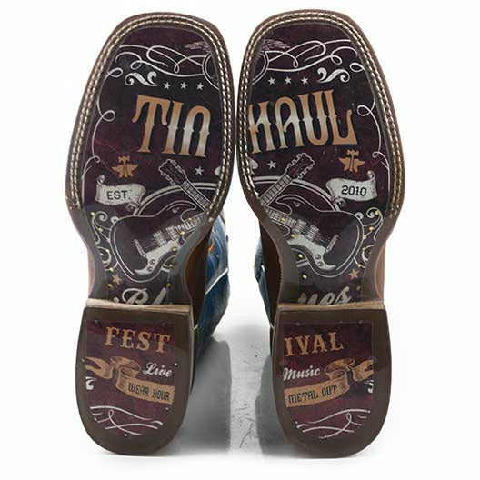 Men's Tin Haul Rodeo Like A Rock Star Boots with Country Festival Sole Handcrafted Brown - yeehawcowboy