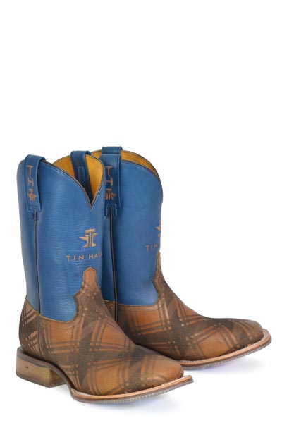 Men's Tin Haul Criss Cross Boots with Geo Rider Sole Handcrafted Tan