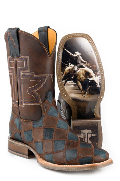 Men's Tin Haul Check Me Out Boots with Rodeo Sole Handcrafted Brown