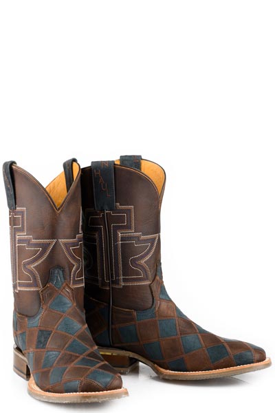 Men's Tin Haul Check Me Out Boots with Rodeo Sole Handcrafted Brown