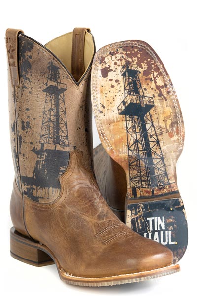 Men's Tin Haul Roughneck Boots with Oil Derrick Sole Handcrafted Brown