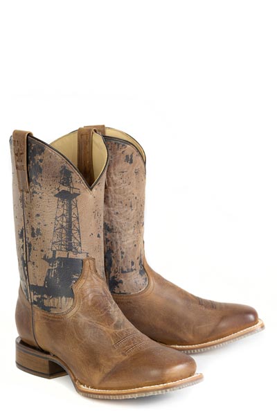 Men's Tin Haul Roughneck Boots with Oil Derrick Sole Handcrafted Brown