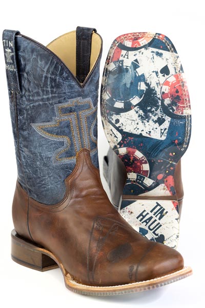 Men's Tin Haul Dealers Choice Boots with Ace of Spades Sole Handcrafted Brown