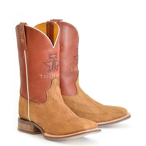 Men's Tin Haul Crossed Boots with Ranch Sole Handcrafted Brown - yeehawcowboy