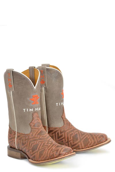 Men's Tin Haul Puzzler Boots with Bucking Sole Handcrafted Brown